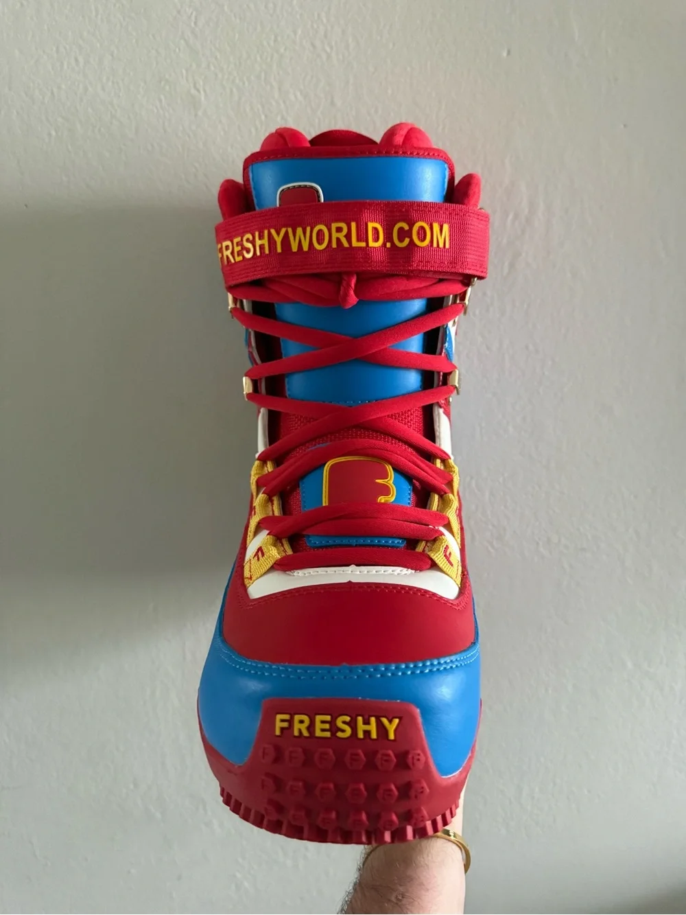 freshyworld Red Blue White Comic-Style Rain & Snow Boots